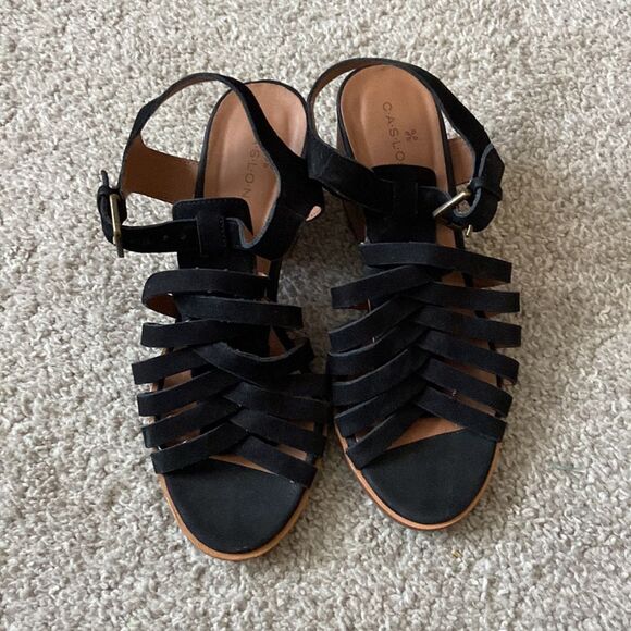 Caslon Camryn Stacked Block Heel Black Sandal‎ womens 4.5 - Picture 2 of 5